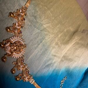 Gold and Blue Ornate Sash